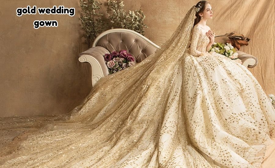 gold wedding gown