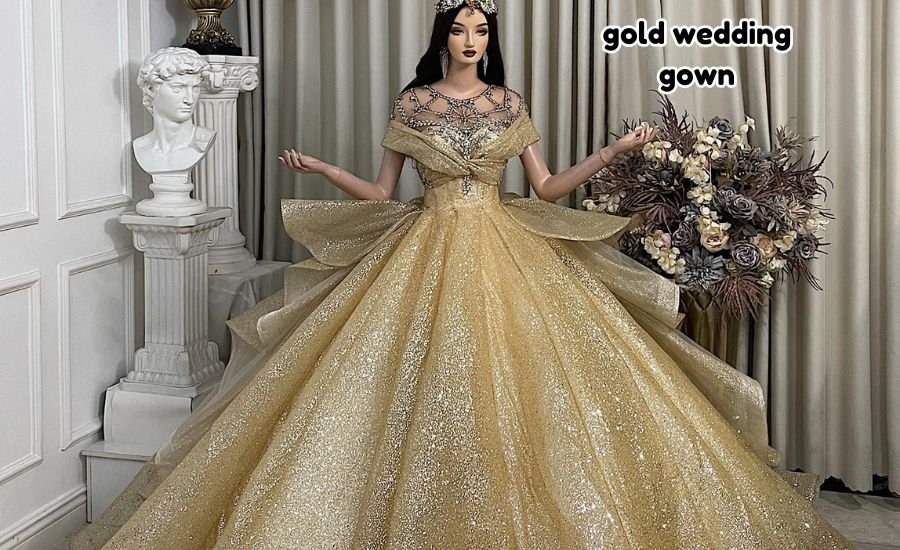 gold wedding gown